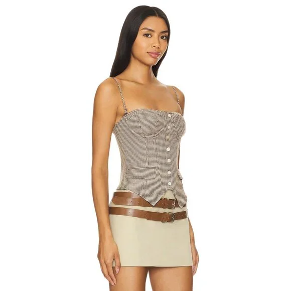 GUIZIO Edith Corset in Cafe Medium New Womens Sleeveless Tank Top
